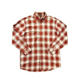 Orvis Trout Bum western Pearl Snap mens Med Longsleeve soft poly chest pocket.